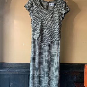 Danny & Nicole maxi dress olive w/cream sz 14